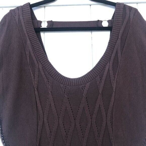Windsor Brown Knit Sweater Top L Open Back Short Butterflies Sleeves Scoop Neck - Picture 5 of 12